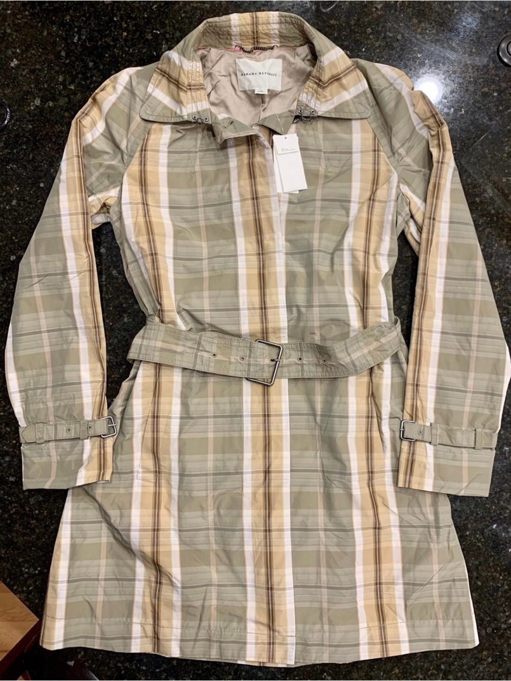 Banana Republic Plaid Trench Coat Women Vintage New